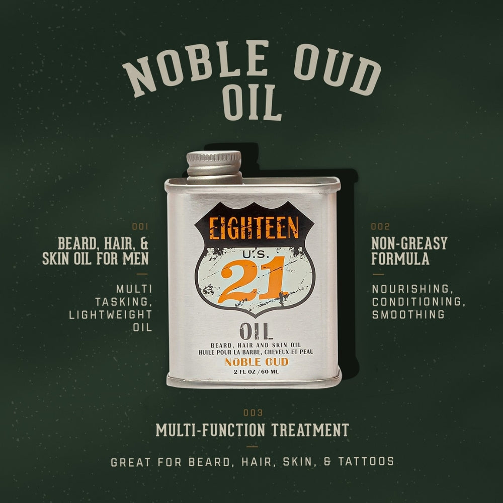 18.21 Man Made - Huile pour la barbe, cheveux et peau "Noble Oud" (60ml/2.0oz)