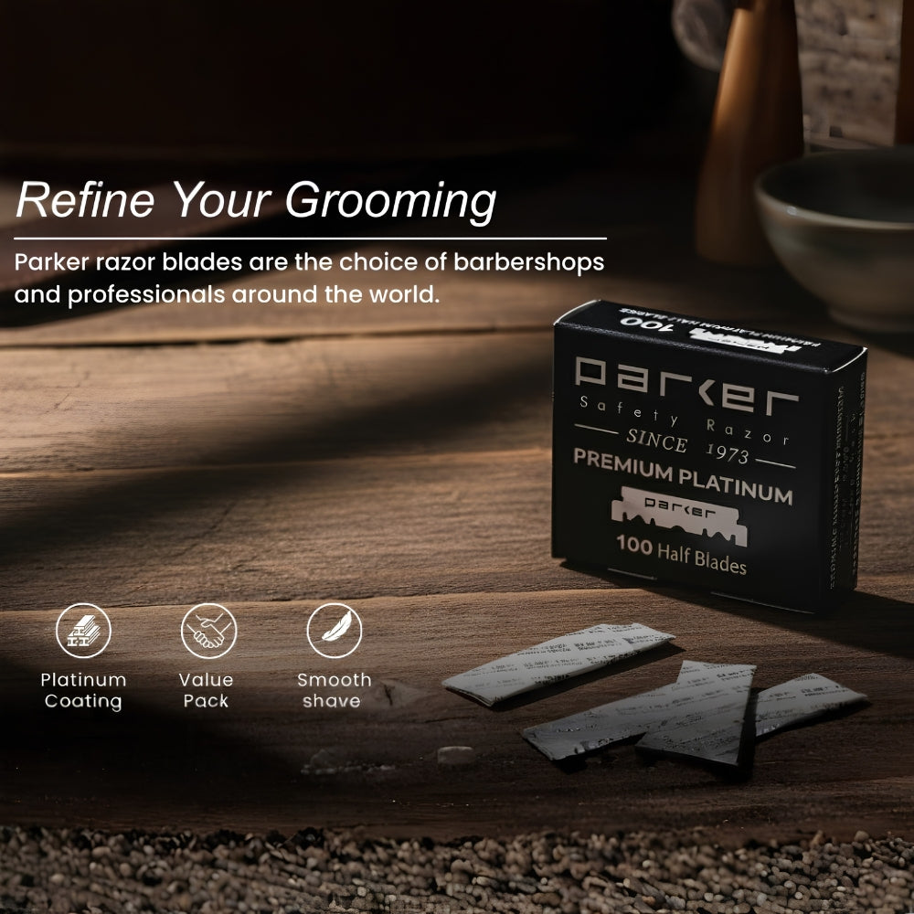 Demi-Lames pour rasoir de barbier "Premium Platinum" (100 Lames)