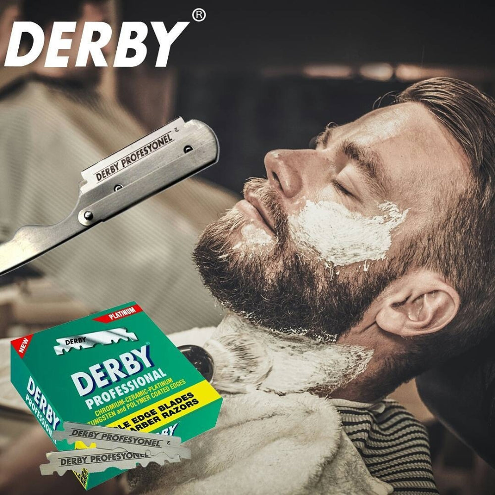 Demi-lames "Derby Professional Single Edge Blades" pour rasoir de barbier (100 Lames)