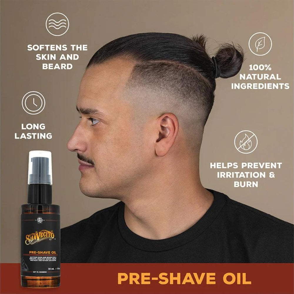 Huile de prérasage "Pre-Shave Oil" adoucit la peau et la barbe pour un rasage en douceur (30ml/1.0oz)