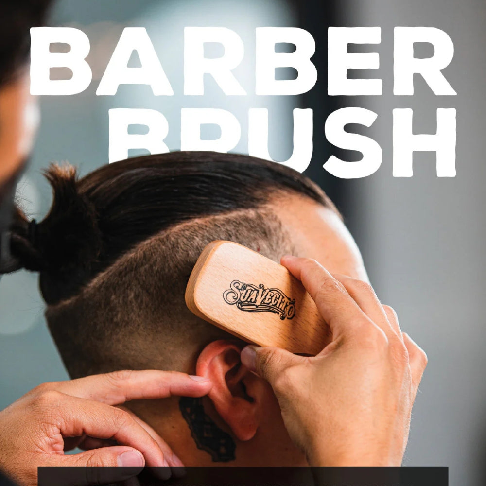 Brosse de barbier en poils synthétique "Barber Brush" - Bois naturel