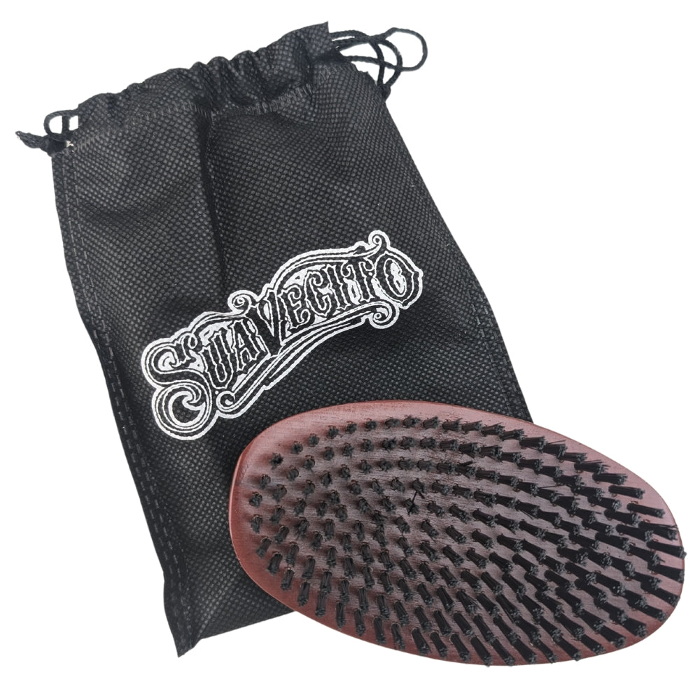 Brosse à barbe en poils synthétique "Beard Brush" résistance moyenne - Bois de cerisier