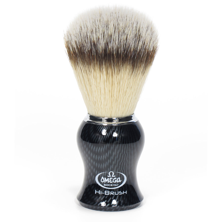 Omega - Blaireau fibre synthétique "Hi-Brush Carbone #46650 poigné en plastique noir - Medium (21mm/0.82")