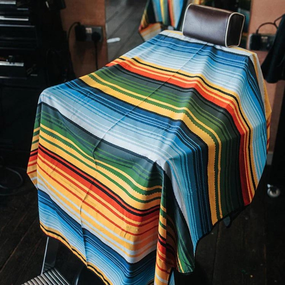 Cape Gang - Cape de barbier "Sarape" col en lycra extensible et fermetures à boutons-pression (140cm/55" x 160cm/63") - Bleu