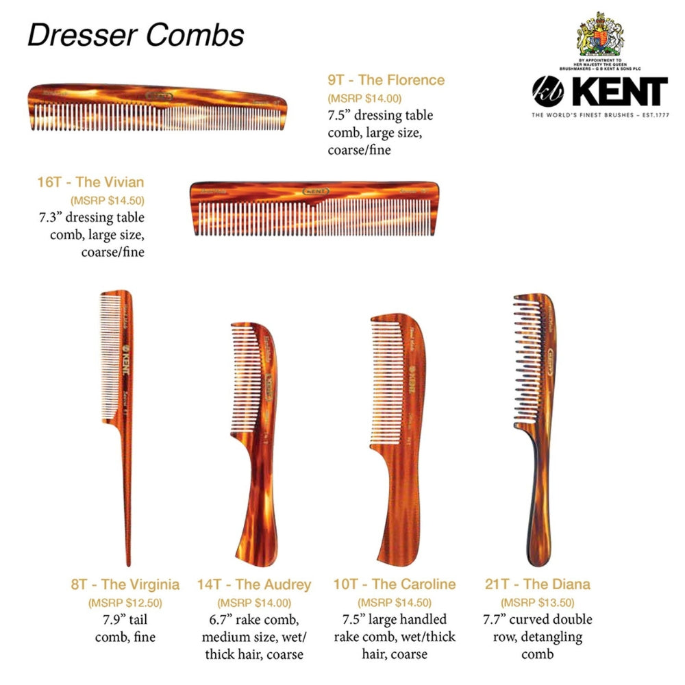 Peigne de coiffure - Large gros et fin (185mm/7.3'') - 16T