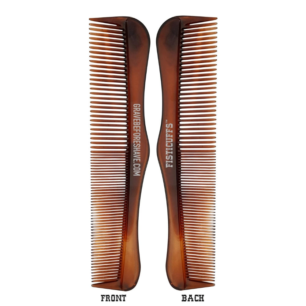 Peigne en acrylique à dents fines et larges - Fini écaille de tortue