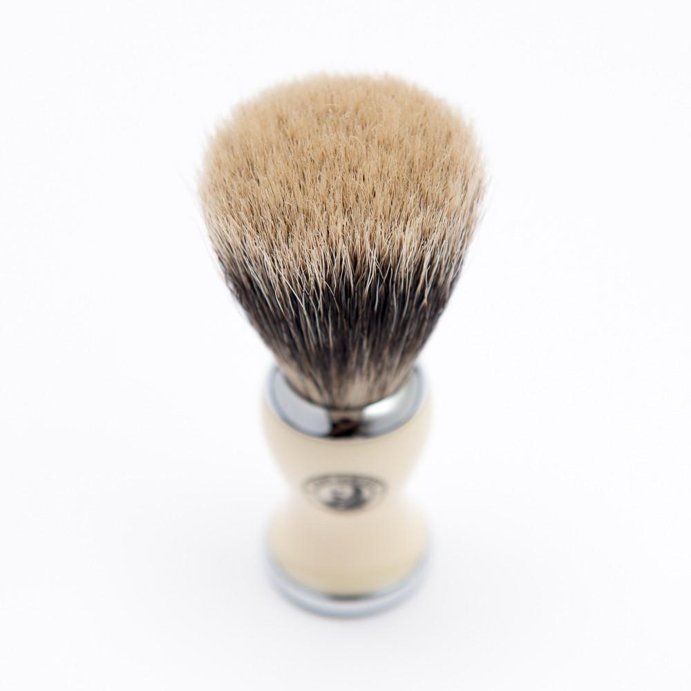 Blaireau en résine "Super Badger Shaving Brush" Ivoire - Grande taille (33mm/1.29")