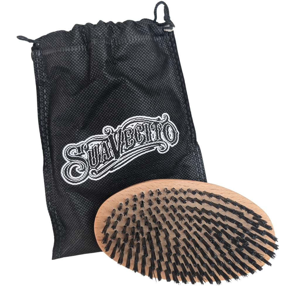 Brosse à barbe en poils synthétique "Beard Brush" résistance moyenne - Bois naturel