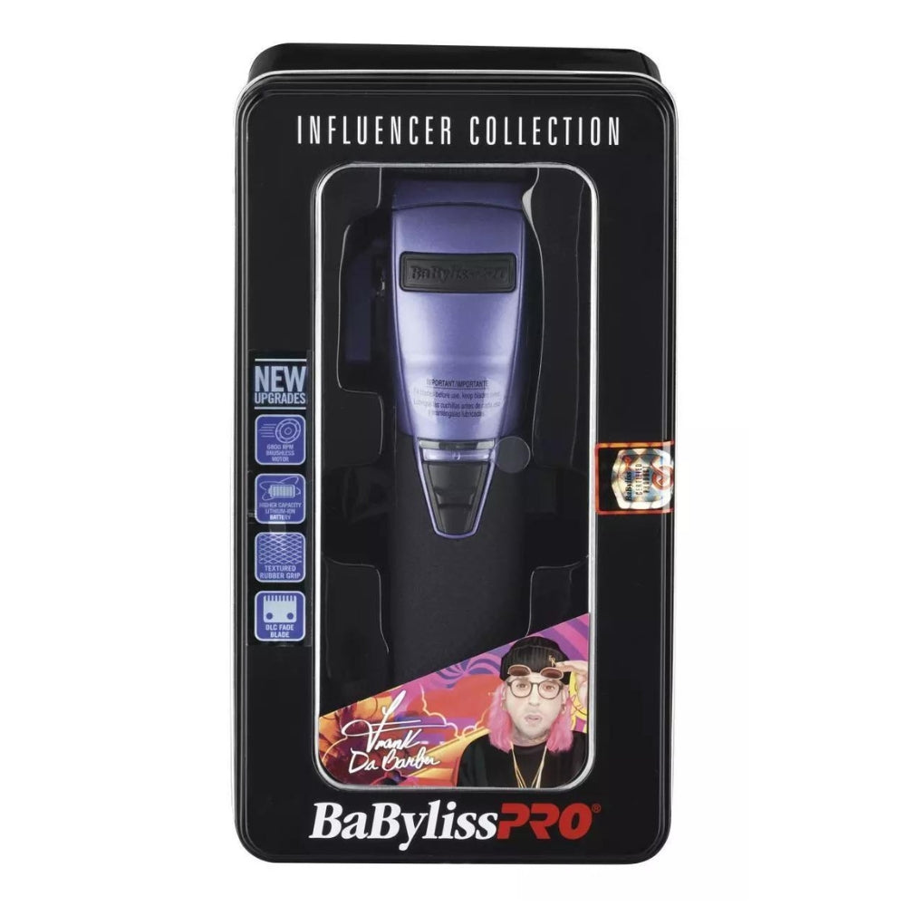 Tondeuse métallique sans fil avec pile lithium-ion "FX870PI Boost+" Édition Influenceur "Franck Da Barber" - Noir et Mauve