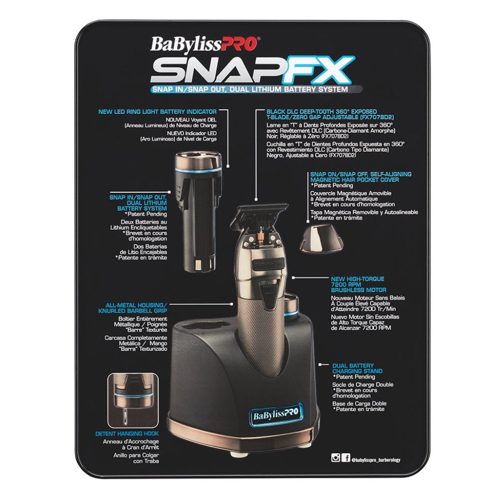 Tondeuse de finition sans fil SnapFX avec système de double batterie au lithium Snap FX797- Noir