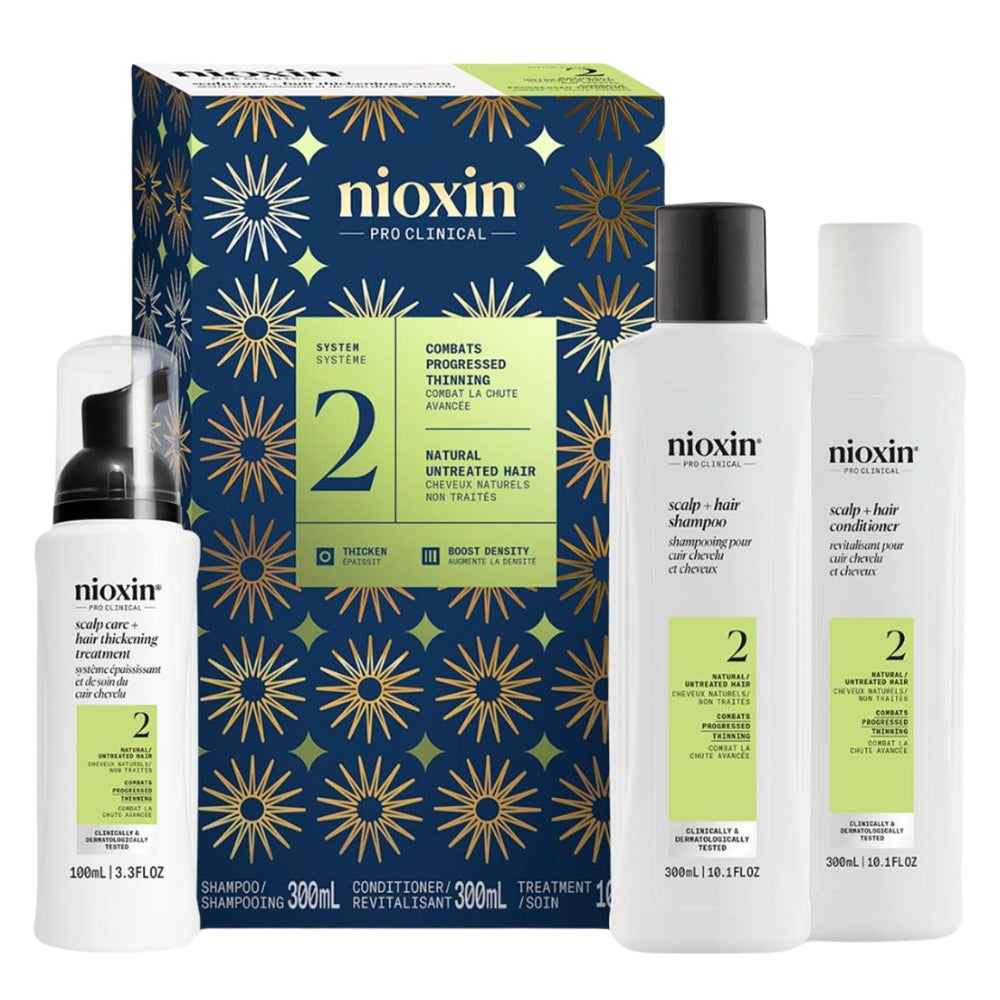 Trio shampoing, revitalisant et traitement cheveux + cuir chevelu Système 2 - Pour cheveux naturels avec chute avancé (2x 300ml/10.1oz, 1x 100ml/3.38oz)