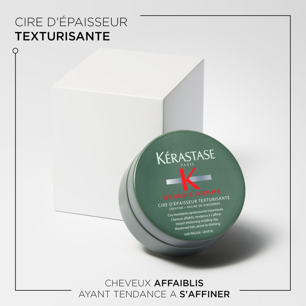 Kérastase Paris - Cire d'épaisseur texturisante Genesis Homme - Tenue flexible avec fini mat (75ml/2.55oz)