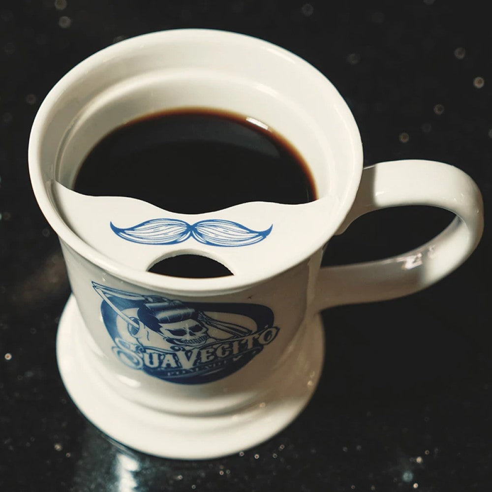 Tasse moustache en céramique de 16oz - Blanche