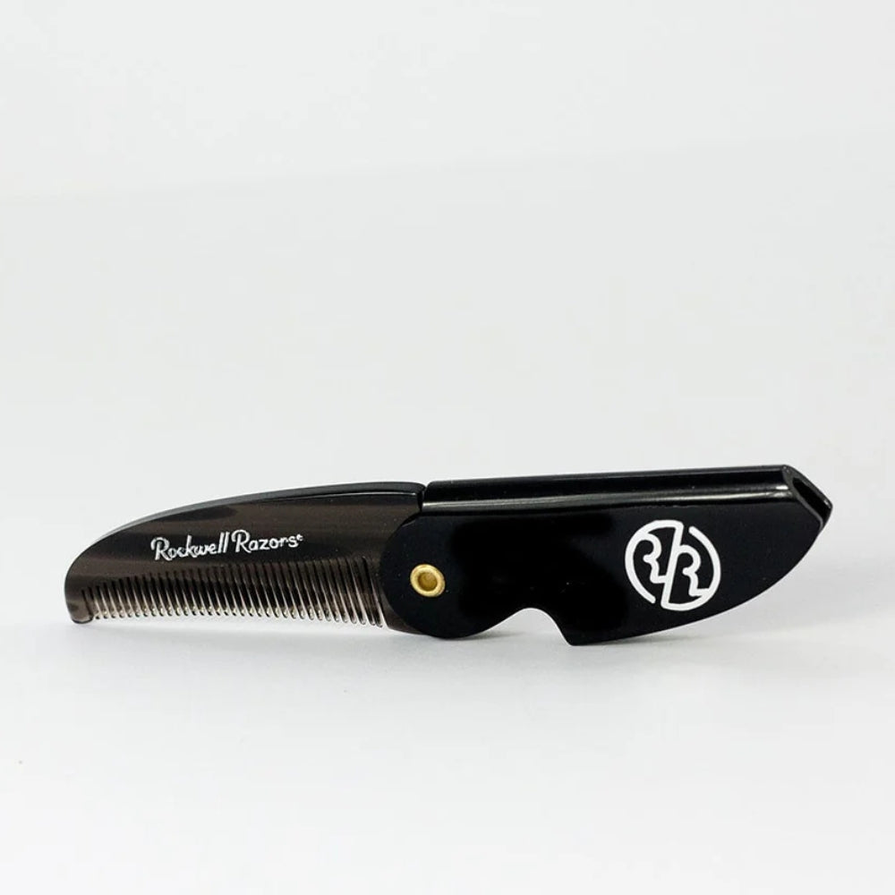Rockwell Razors - Peigne de poche pliant pour barbe et moustache (117mm/4.6") - Noir