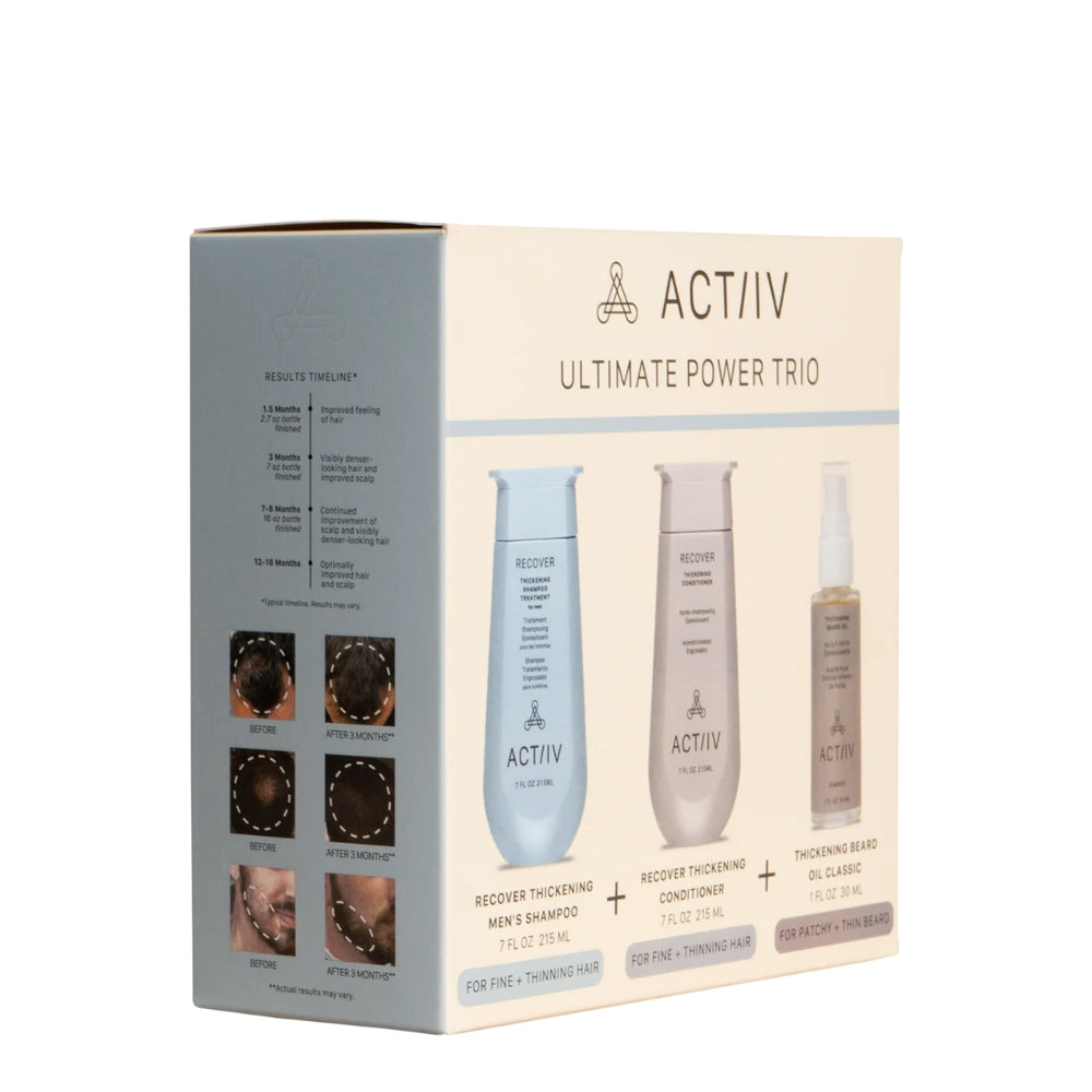 Trio anti-chute "Ultimate Power Trio" shampoing et revitalisant "Recover"+ huile à barbe épaississante "Classic" - Pour homme (2x215ml/7.0oz, 30ml/1.0oz)