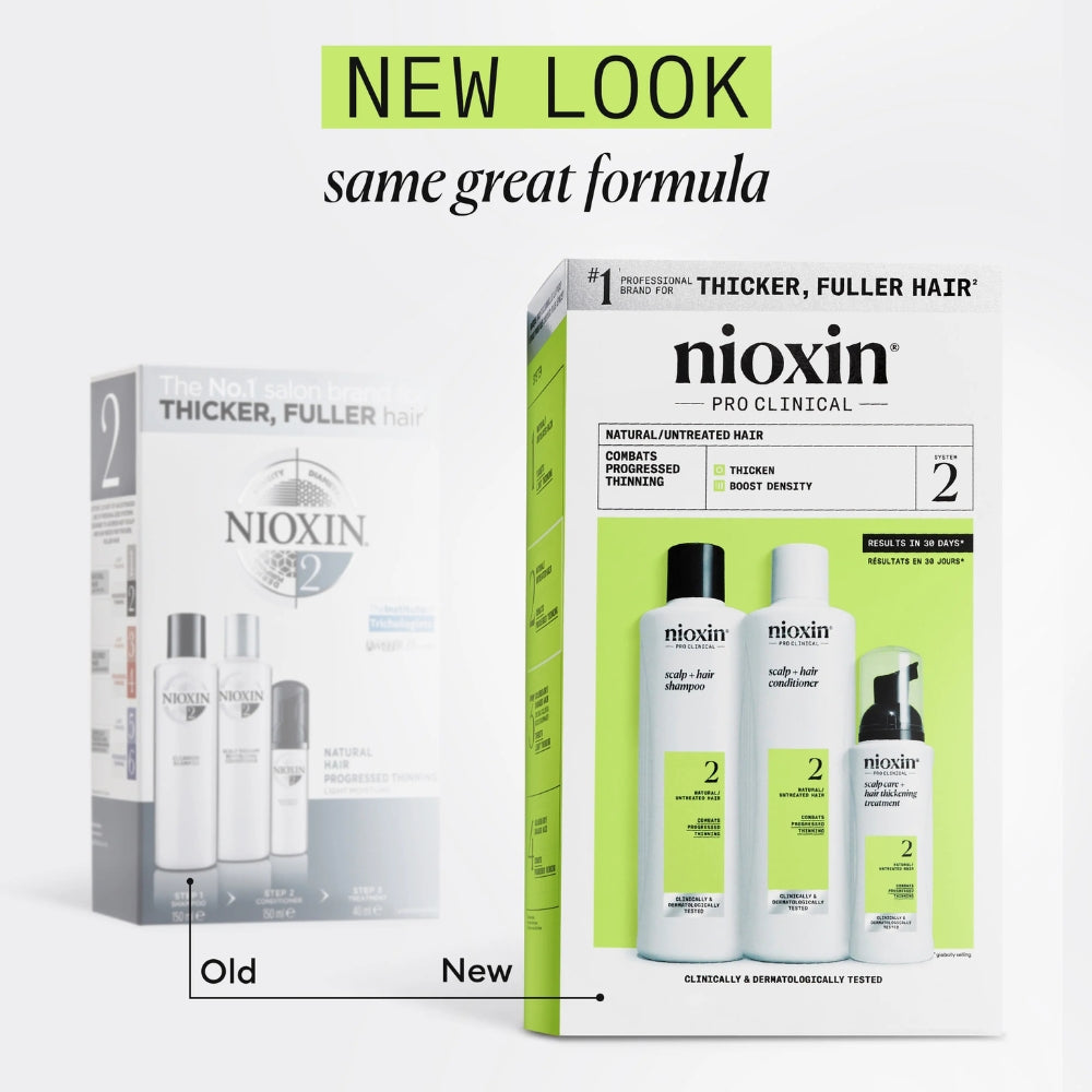 Trio shampoing, revitalisant et traitement pour cheveux et cuir chevelu Système 2 - Pour cheveux naturels avec chute avancée (2x 300ml/10.1oz, 1x 100ml/3.38oz)