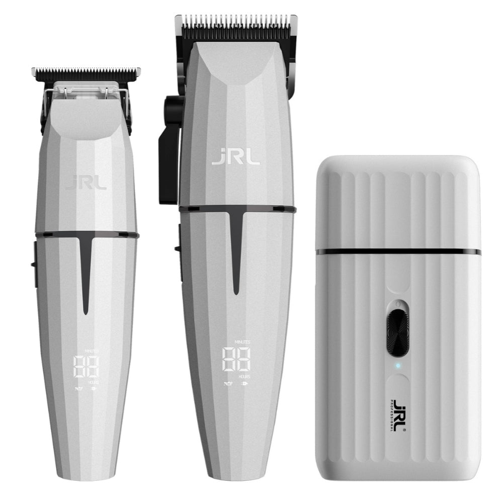 JRL Professional - Trio Tondeuse "2020C-B", tondeuse de finition "2020T-B" et le rasoir "SH2301" sans fil avec pile lithium-ion "Ghost Collection #2" - Ghost