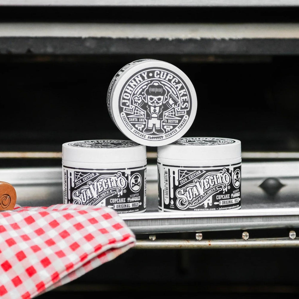 Suavecito X Johnny Cupcakes - Original Hold Pomade Vanilla Cupcake Scent Edition - Medium Hold and Shine (113ml/4.0oz)