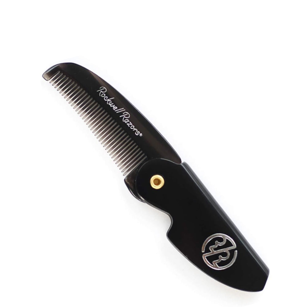 Rockwell Razors - Peigne de poche pliant pour barbe et moustache (117mm/4.6") - Noir