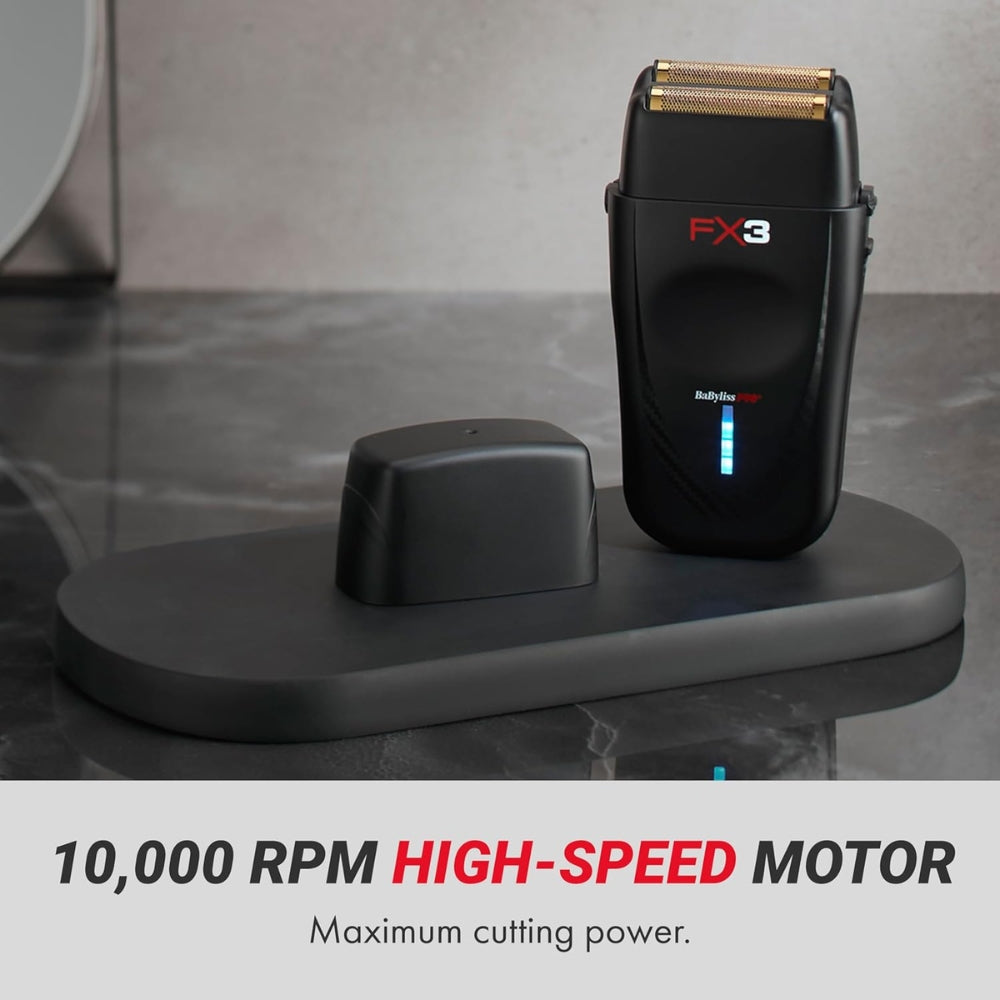 BaByliss PRO - Rasoir sans fil à double lames haute vitesse "FXX3SB" avec moteur Ferrari de 3e génération - Noir