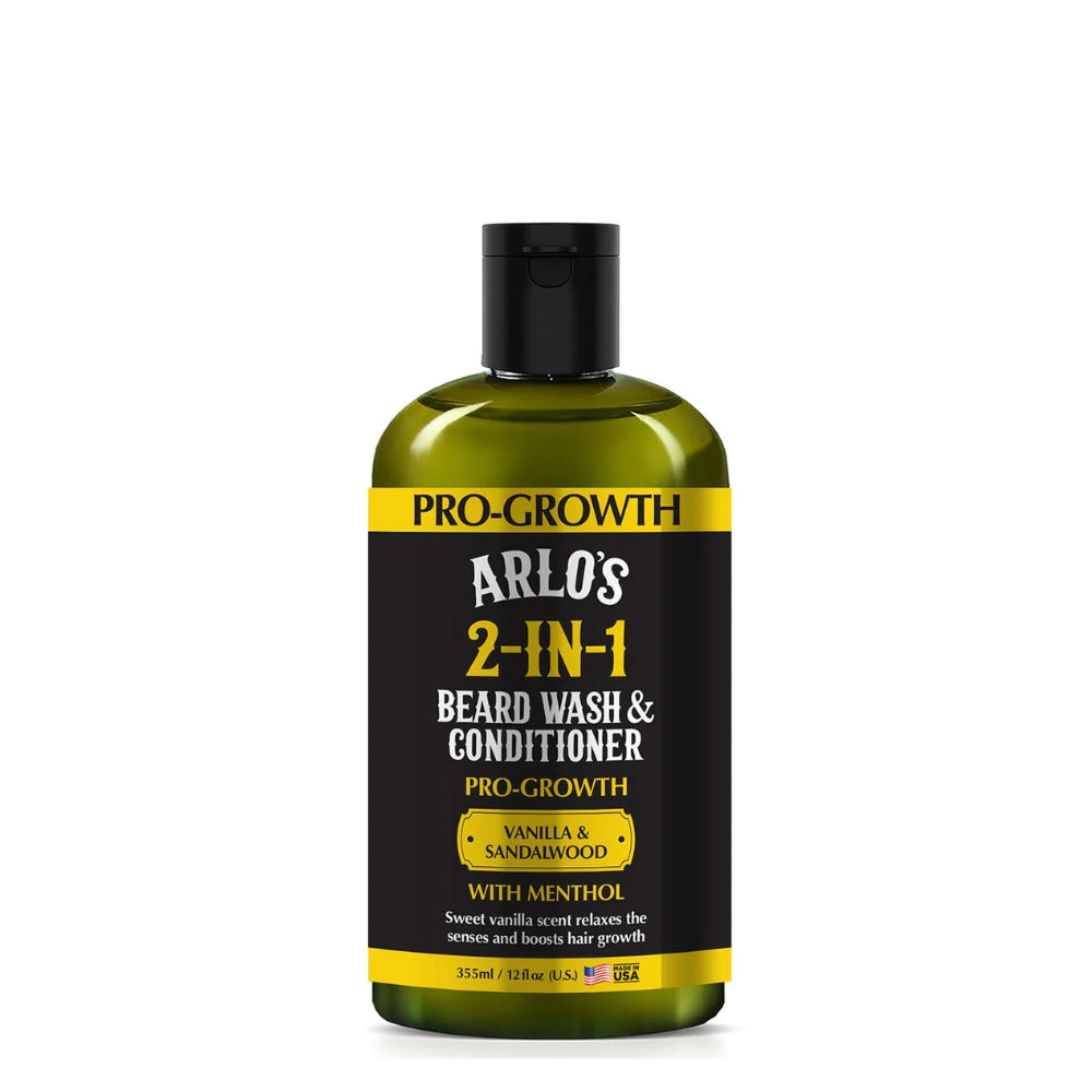 Nettoyant et revitalisant à barbe "Pro-Growth 2-in-1" parfum de vanille, bois de santal et menthol (355ml/12.0oz)