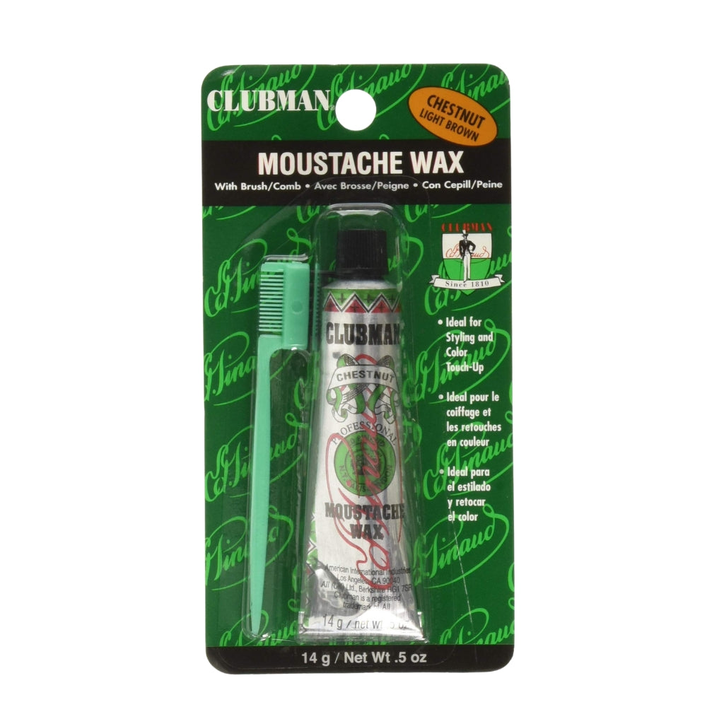 Cire à moustache avec brosse peigne - Châtaigne brun pâle (14g/0.5oz)