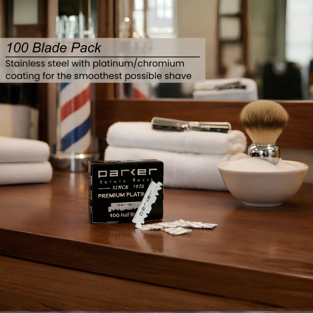 Demi-Lames pour rasoir de barbier "Premium Platinum" (100 Lames)