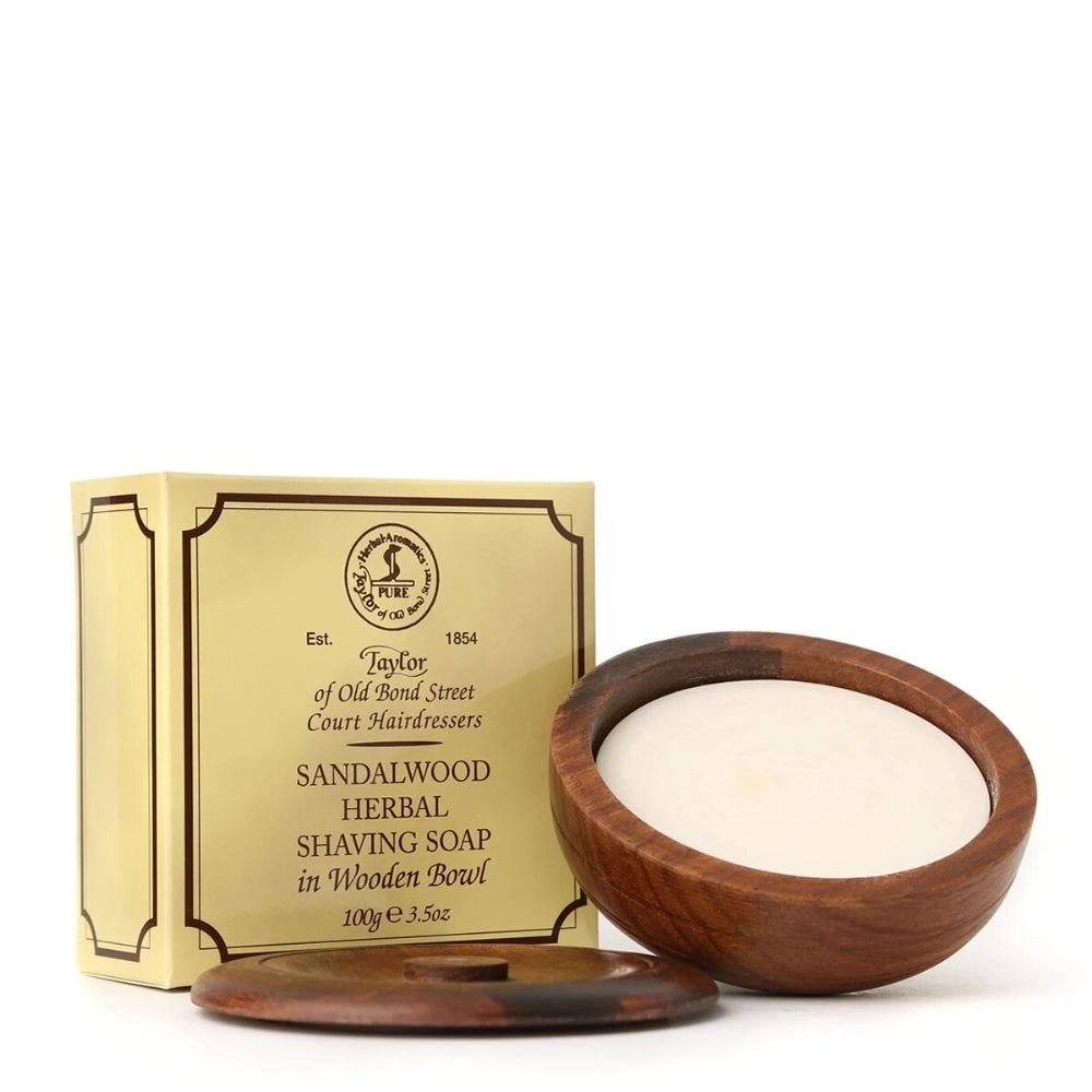Savon à raser dans un bol en bois - Bois de santal (100g/3.5oz)