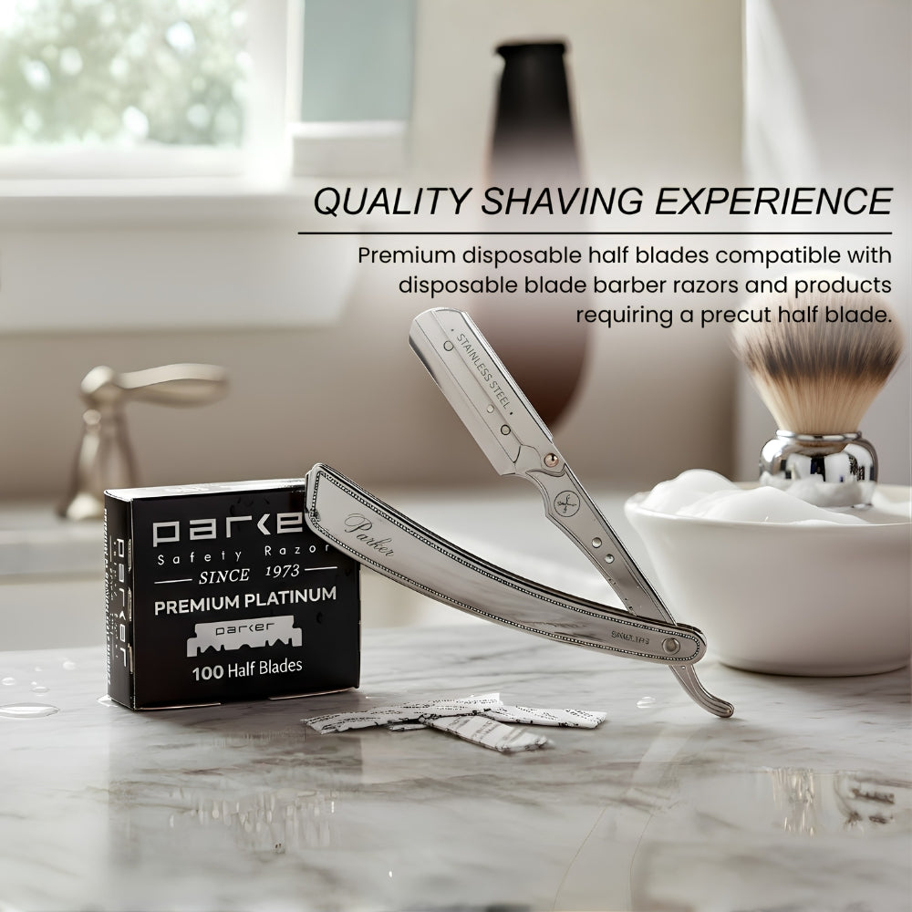 Demi-Lames pour rasoir de barbier "Premium Platinum" (100 Lames)