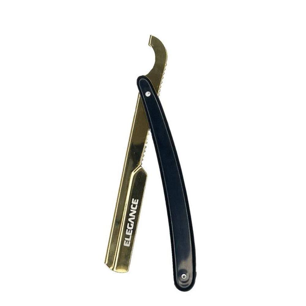 Elegance By Sadapack - Rasoir de barbier à glissière Turque "Shavette" - Noir et Or