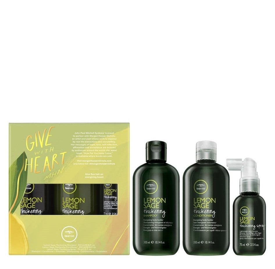 Trio "Thickening" Shampooing, conditionneur et vaporisateur épaississant "Lemon Sage" (2x 300ml/10.14oz, 75ml/2.5oz)