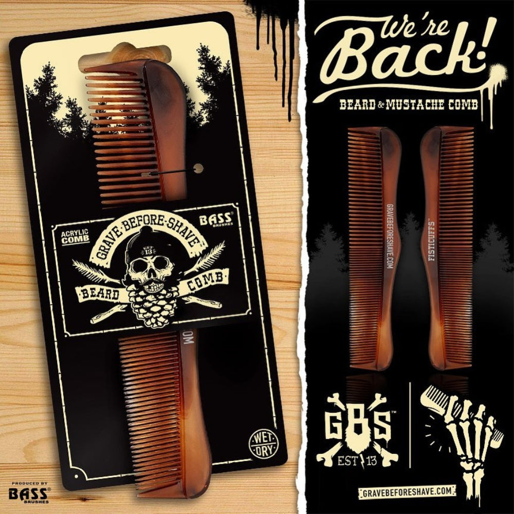 Peigne en acrylique à dents fines et larges - Fini écaille de tortue