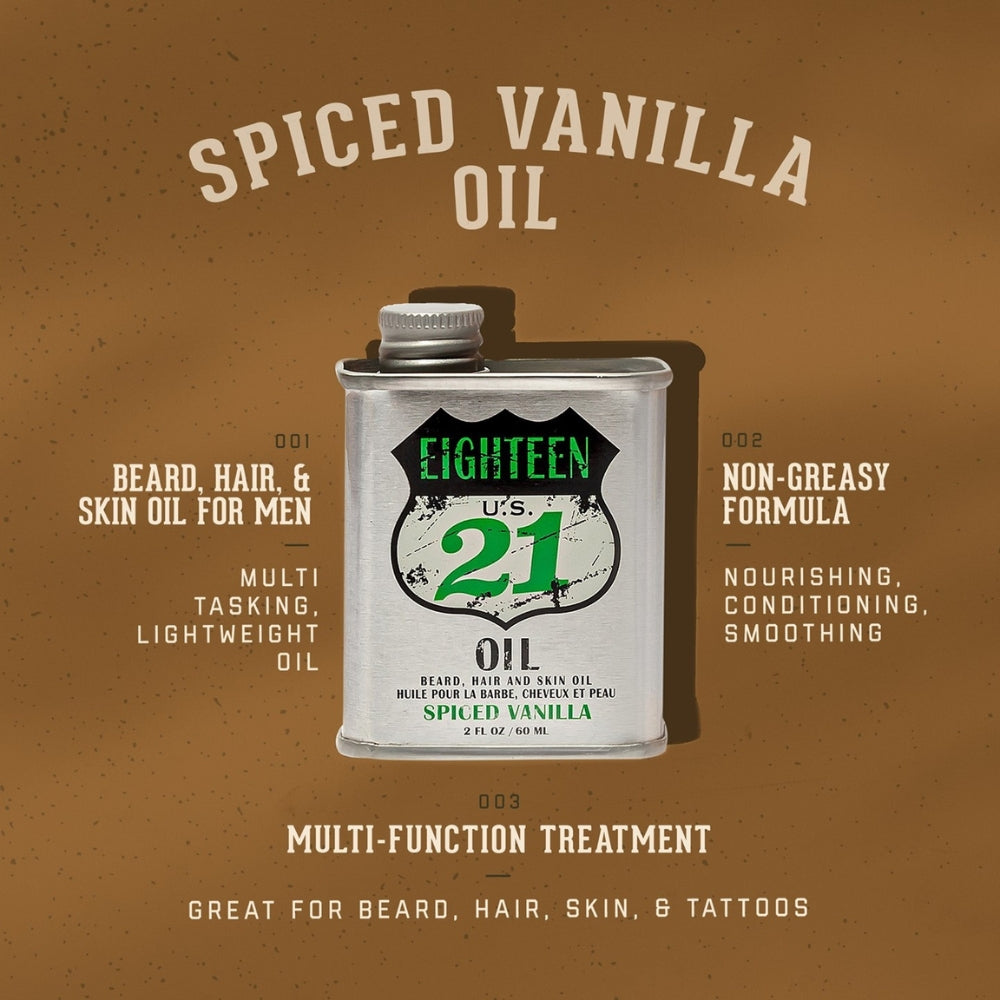 18.21 Man Made - Huile pour la barbe, cheveux et peau "Spiced Vanilla" (60ml/2.0oz)