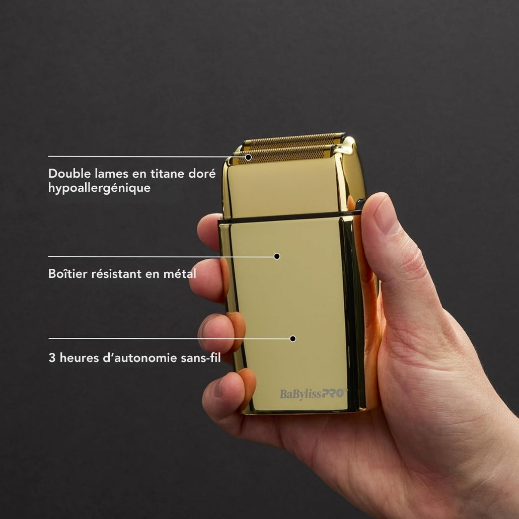 Rasoir métallique à double lames, sans fil FoilFx02 - Or