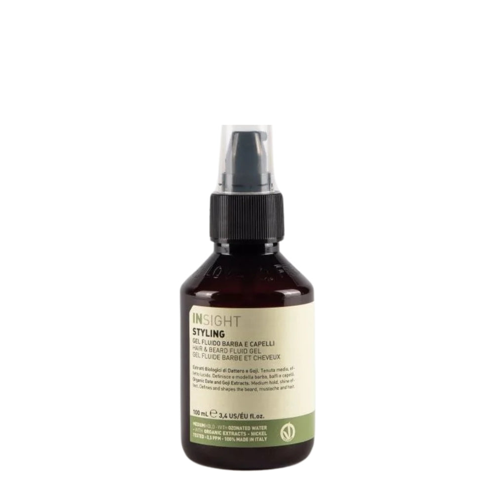 Gel fluide barbe et cheveux "Hair & Beard Fluid Gel" - Fluide modelant cheveux, moustache et barbe à tenue moyenne (100ml/3.4oz)