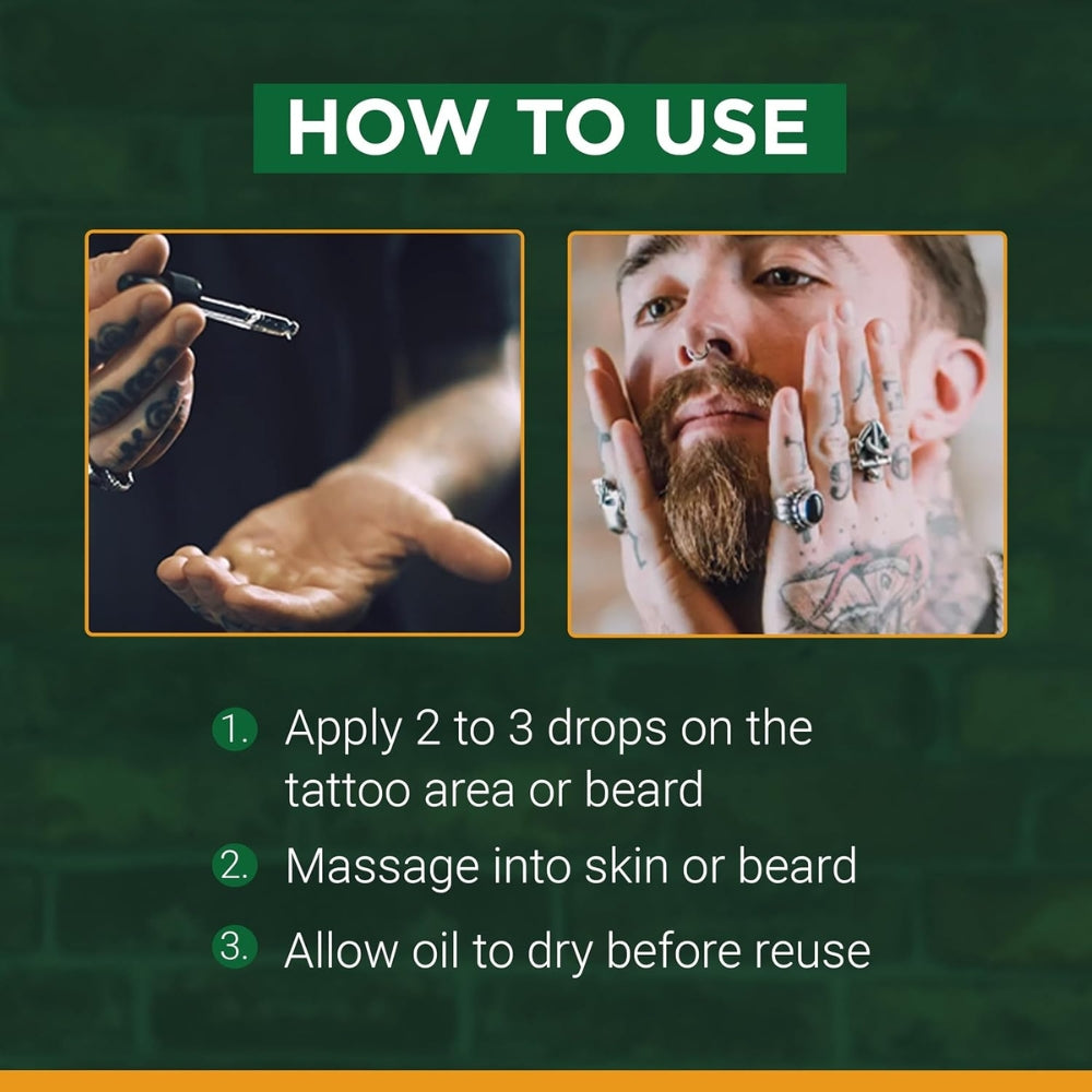 Huile à barbe et tatouage - Hydrate, revitalise et rajeunit (30ml/1.0oz)