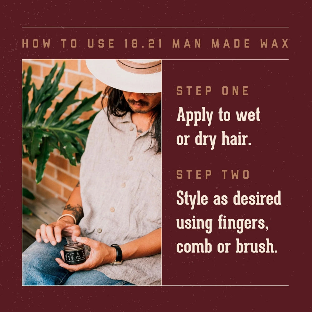 18.21 Man Made - Cire coiffante "Sweet Tobacco Hair Wax" - Tenue forte, fini satiné (56.7g/2.0oz)