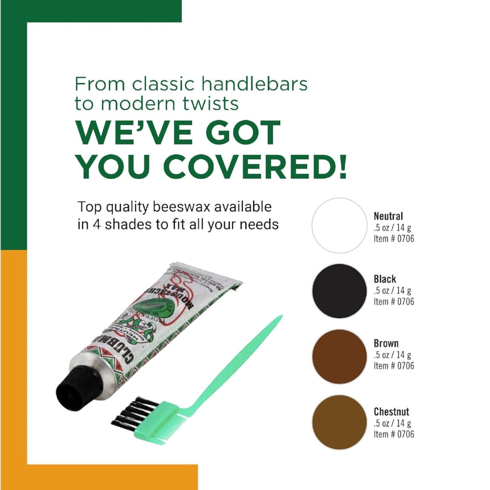 Cire à moustache avec brosse peigne - Châtaigne brun pâle (14g/0.5oz)