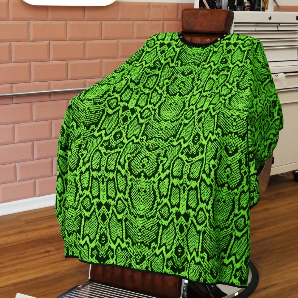 Cape de barbier "Green Snake" col en lycra extensible et fermetures à boutons-pression (140cm/55" x 160cm/63") - Vert