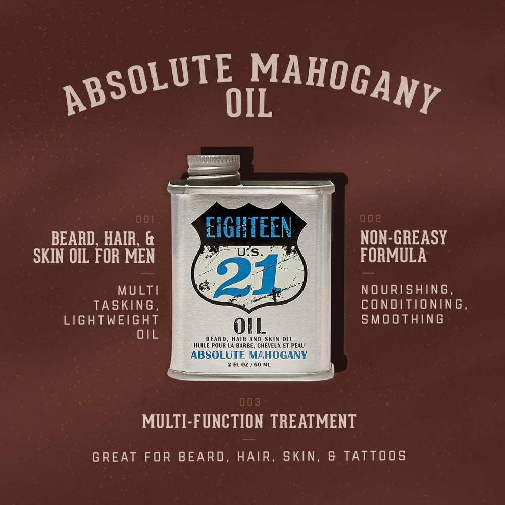 18.21 Man Made - Huile pour la barbe, cheveux et peau "Absolute Mahogany" (60ml/2.0oz)