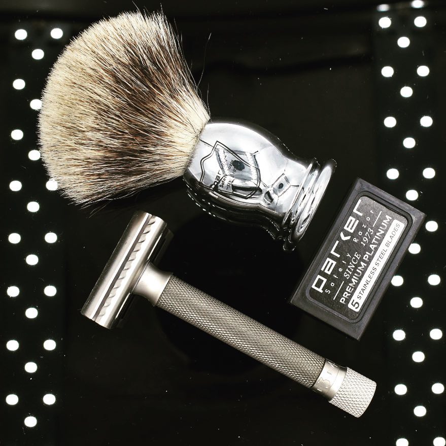 Blaireau de rasage en acier chromé "100% Pure Badger" - Medium (20mm/0.78") - CHPB