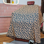 Cape de barbier "Leopard" col en lycra extensible et fermetures à boutons-pression (140cm/55" x 160cm/63") - Noir et beige