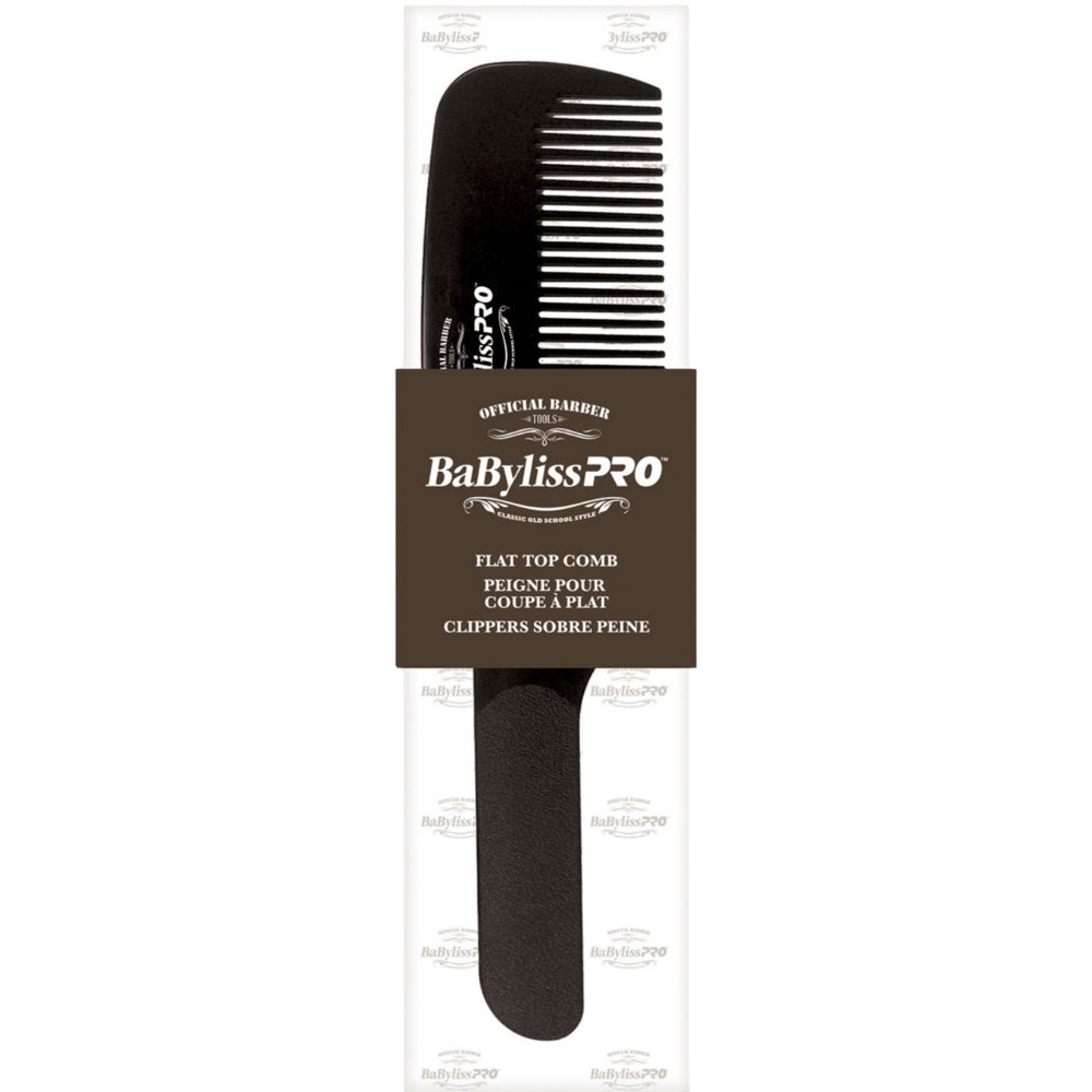 Peigne pour coupe à plat "Flat Top Comb Official Barber Tools" (22,8cm/9") - Noir