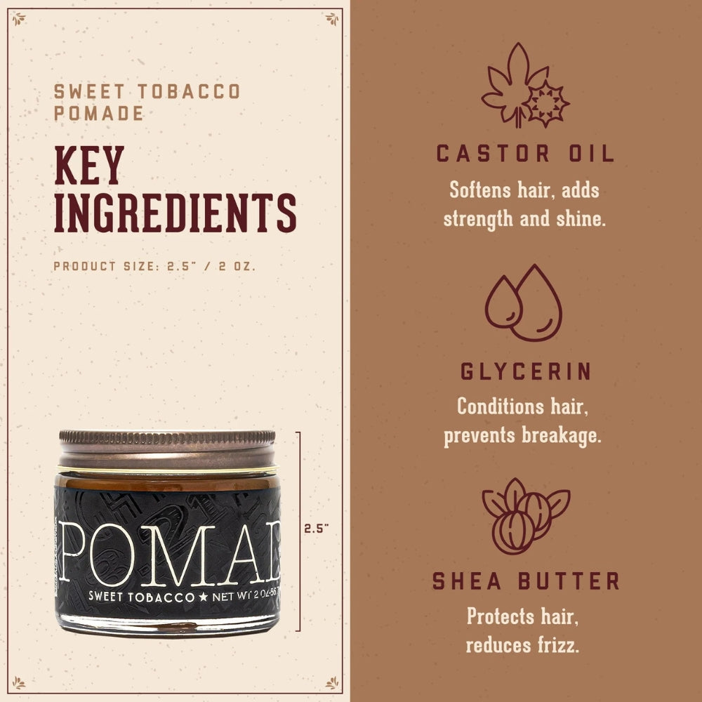 18.21 Man Made - Pommade "Sweet Tobacco Hair Pomade" - Tenue moyenne, brillance élevé (56.7g/2.0oz)