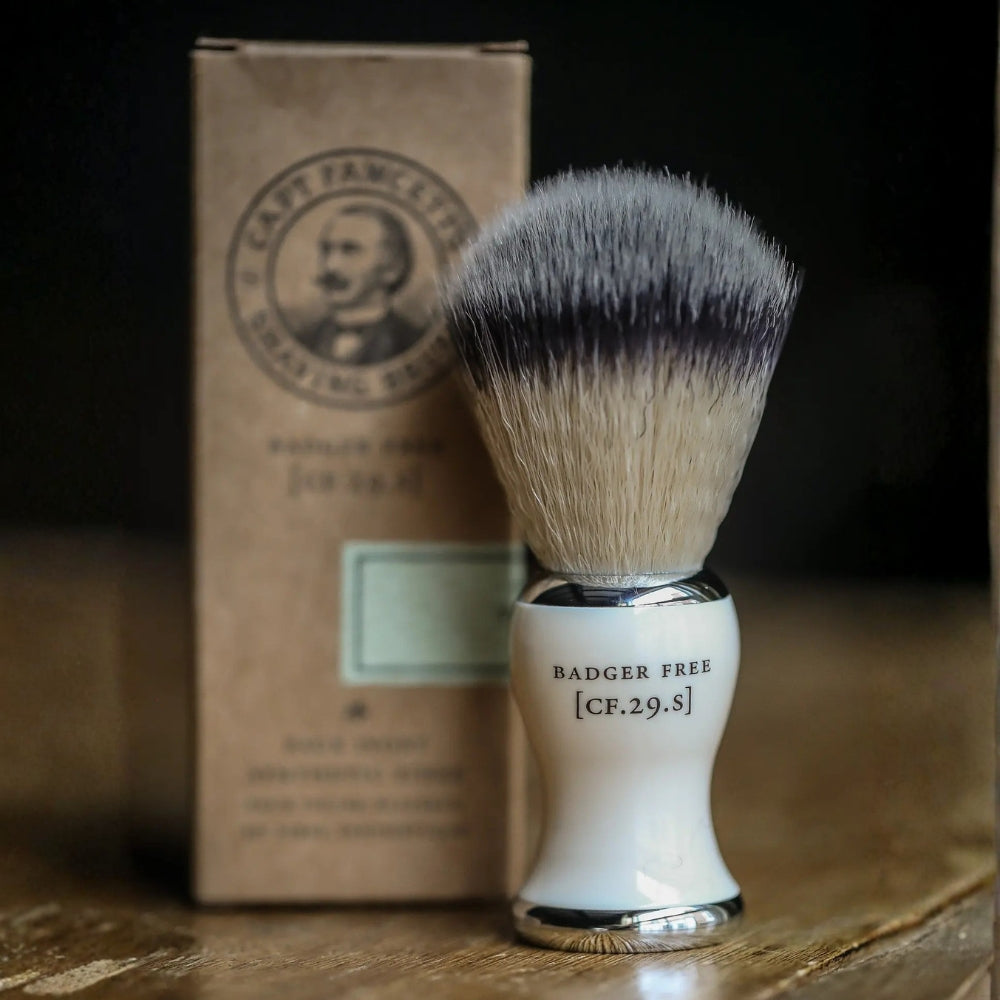 Faux Badger Synthetic Shaving Brush with Faux Ivory Handle - Medium (24mm/0.94")