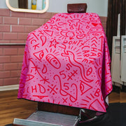 Cape Gang - Cape de barbier "Pink Prison Style" col en lycra extensible et fermetures à boutons-pression (140cm/55" x 160cm/63") - Vert