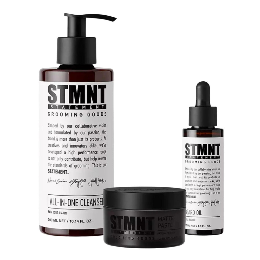Daily Routine Kit All-In-One Cleanser, Beard Oil & Matte Paste (300ml/10.14oz, 100ml/3.38oz, 50ml/1.6oz)