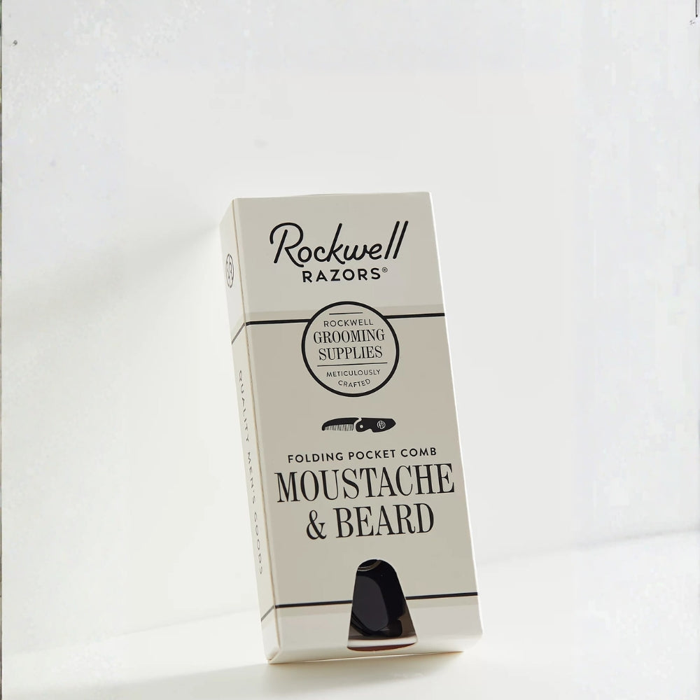 Rockwell Razors - Peigne de poche pliant pour barbe et moustache (117mm/4.6") - Noir