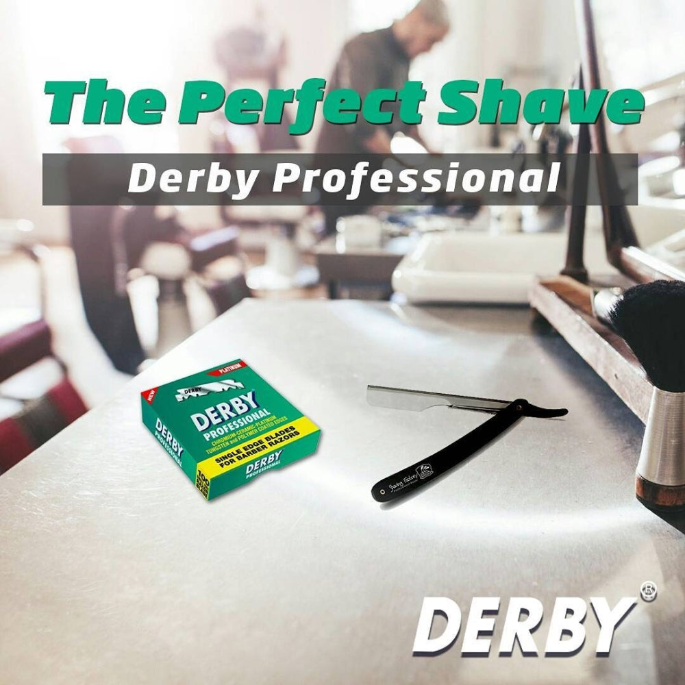 Demi-lames "Derby Professional Single Edge Blades" pour rasoir de barbier (100 Lames)