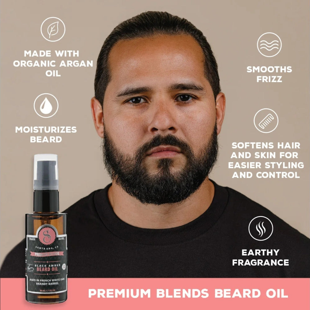 Huile à barbe "Premium Blends Beard Oil" - Ambre Noir (30ml/1.0oz)